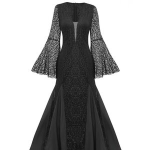 Chic Black Lace Long Sleeve Dress